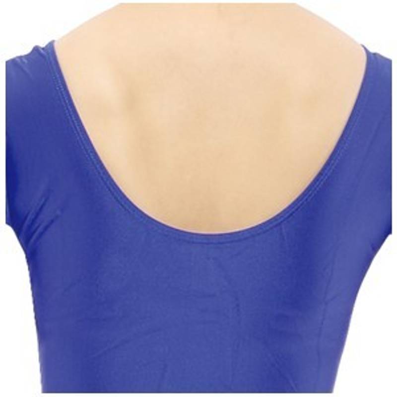 Blå kortermet leotard nylon