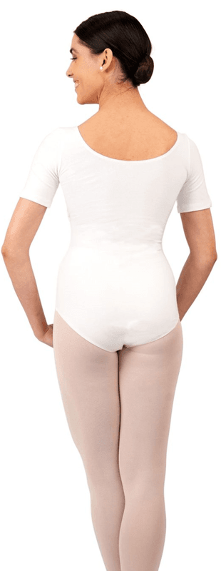 Rumpf kortermet leotard i bomull, hvit
